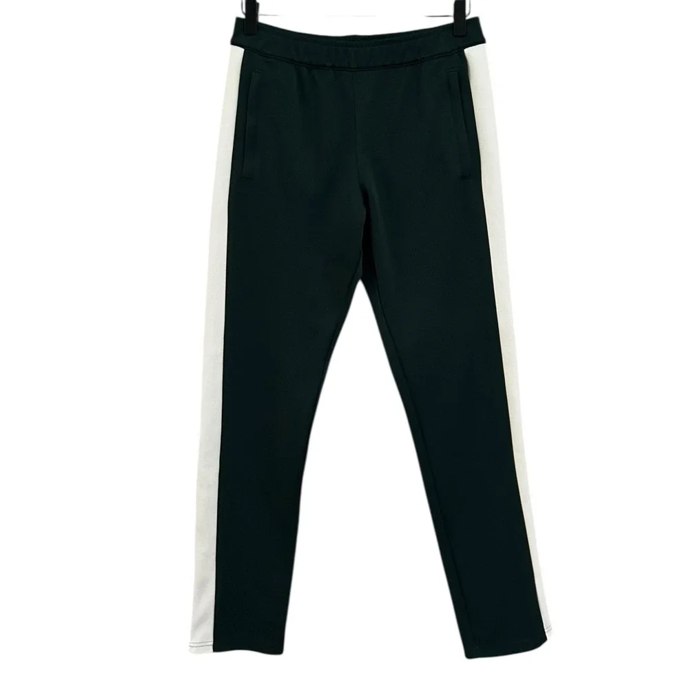 Tory Burch Sport Womens Green White Track Pants Athletic‎ Zip Leg Streetwear S